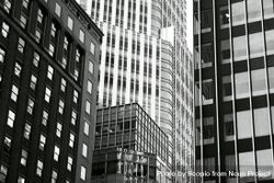 Monochrome photo of different glass facades in New York city, NY, USA bDM3K0