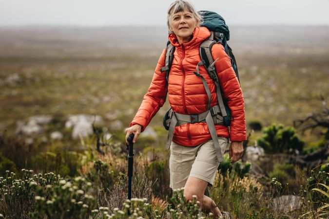 Adventurous woman on a hiking trip