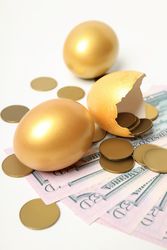 Concept of wealth and retirement - golden eggs