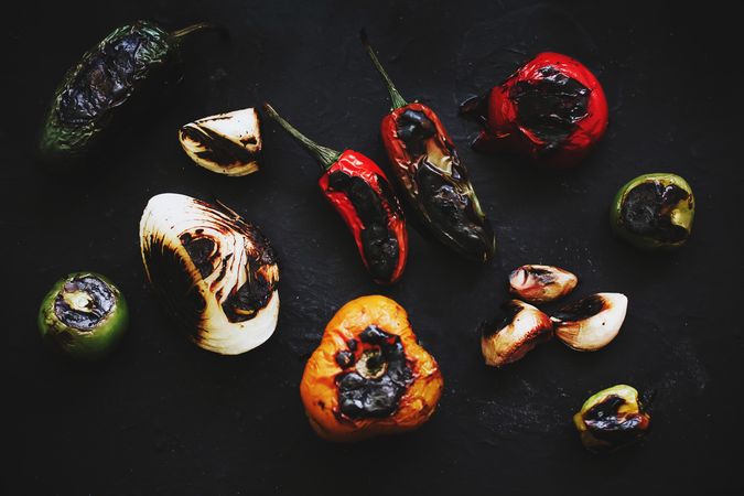 Grilled vegetables on tray