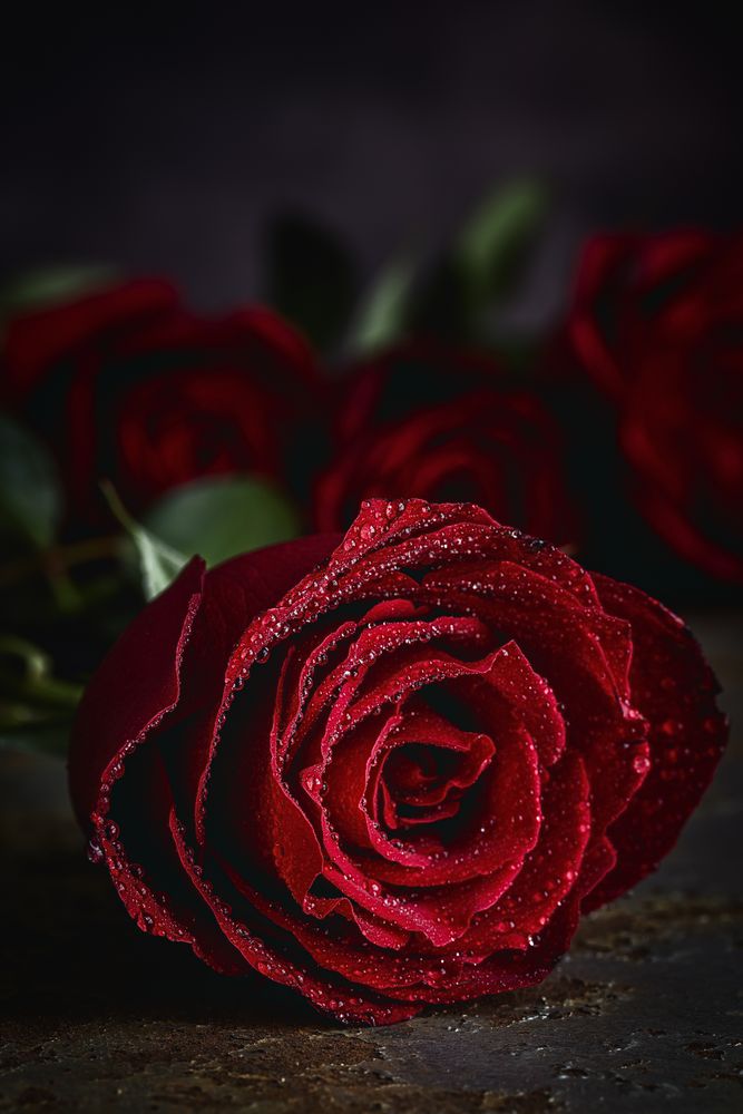 Red roses with dark background