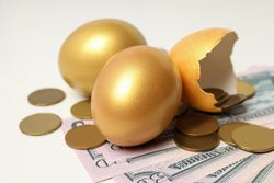 Concept of wealth and retirement - golden eggs