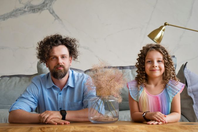 Dad and daughter at home