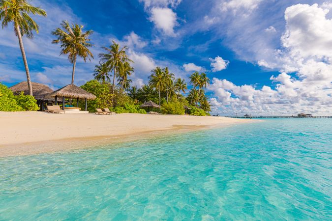 Beach resort waterfront with clear water