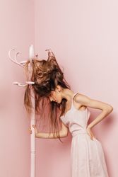 Woman with tangled hairs