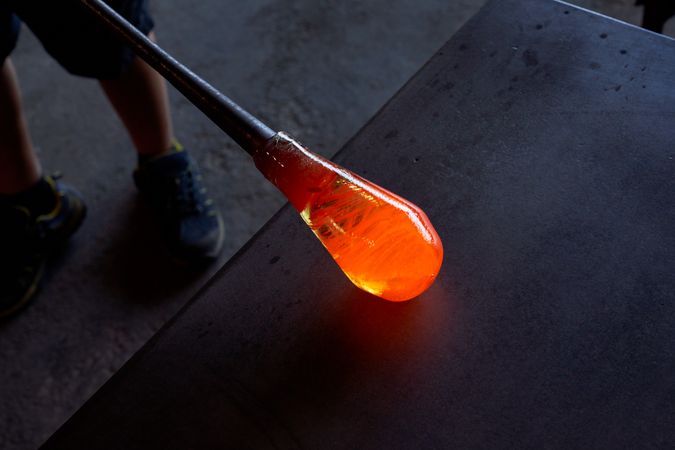 Crop master with melted glass on blow tube