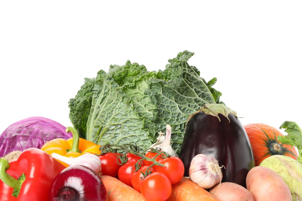 Composition with ripe organic vegetables isolated. Good harvest