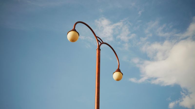 Round lights in an Indonesian street lamp