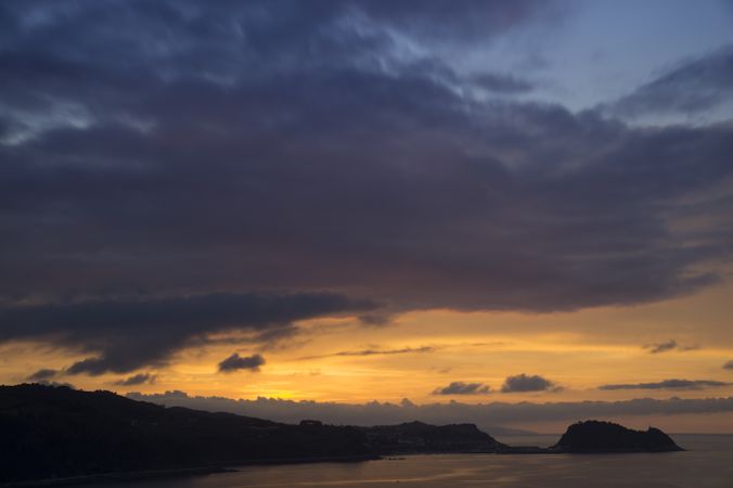 Picturesque seascape in golden sunset light