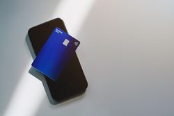 Business debit card on smartphone