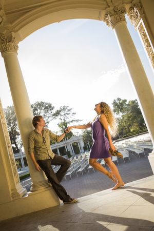 Loving Couple Portrait in the Outdoor Amphitheater