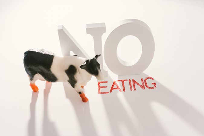 Concept of calling to stop eating animals