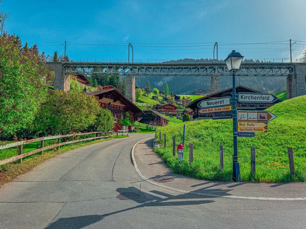 A deck truss bridge, Gstaad, Switzerland)