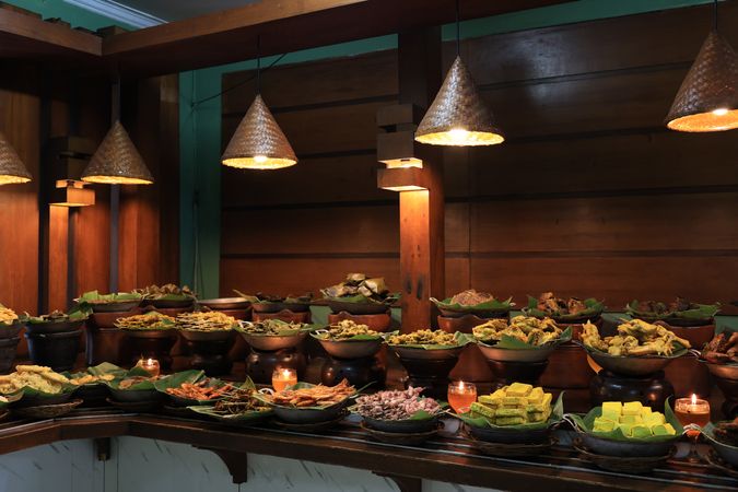 Sundanese Buffet in a Bandung Restaurant.