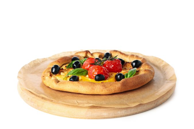 Concept of tasty food, Vegetable galette, isolated on light background