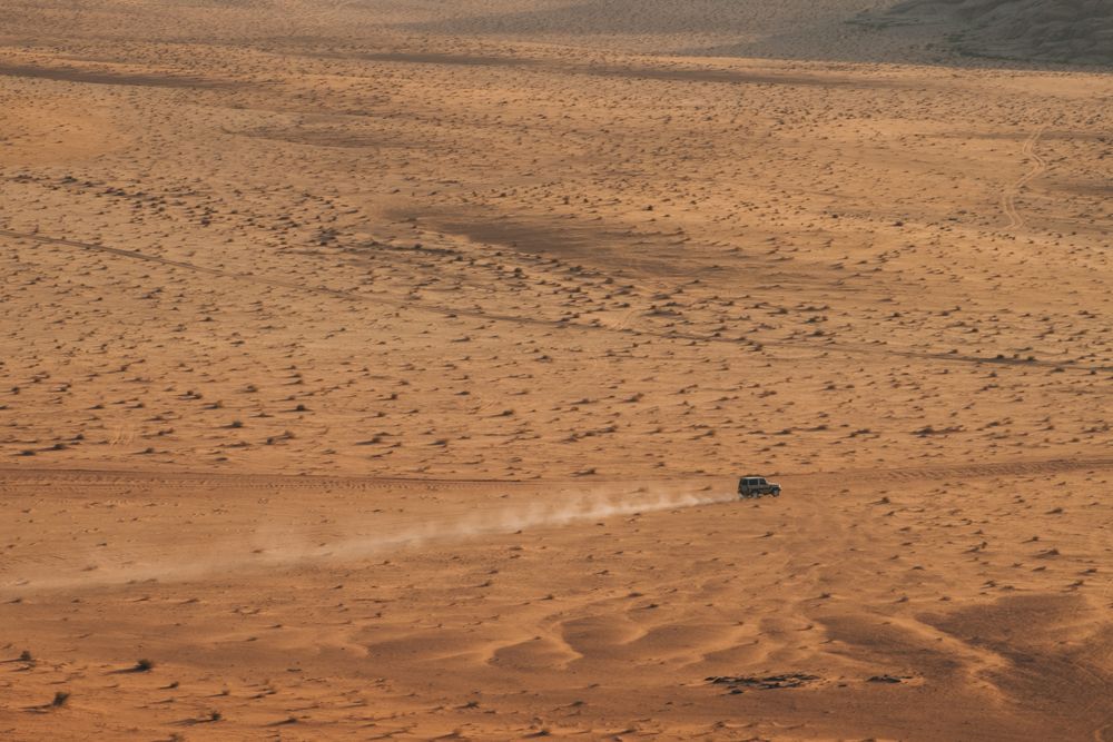 Off road truck riding in desert