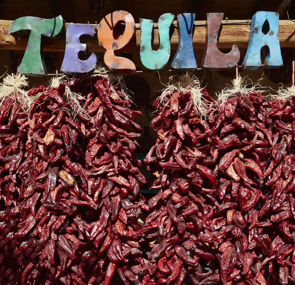 Chile peppers, are displayed outside the Casa Cristal Potter home-and-garden roadside