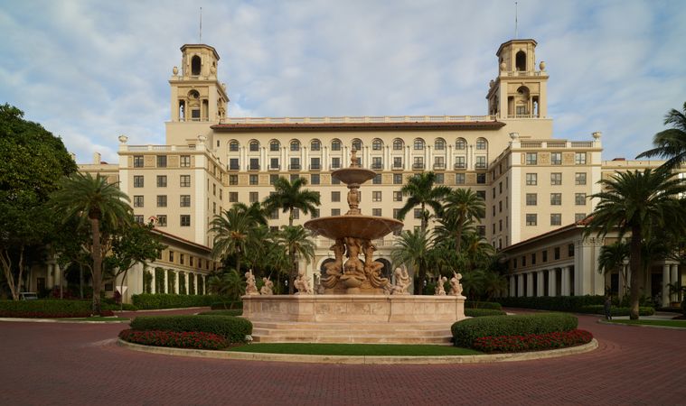 Neoclassical architecture of The Breakers luxury beachfront resort