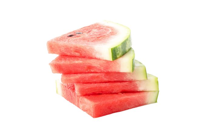 Fresh watermelon slices isolated on blank background. Summer fruit