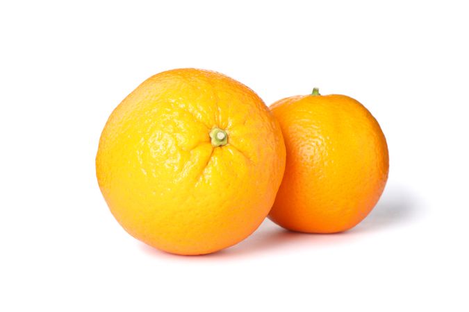 Fresh ripe oranges isolated on blank background