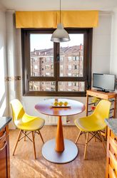 Kitchen with dining area next to the window