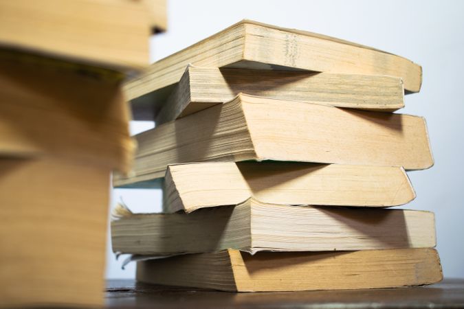 Stack of books with copy space