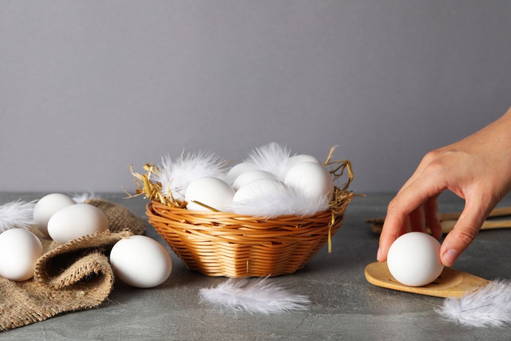 Concept of fresh and natural farm product - eggs