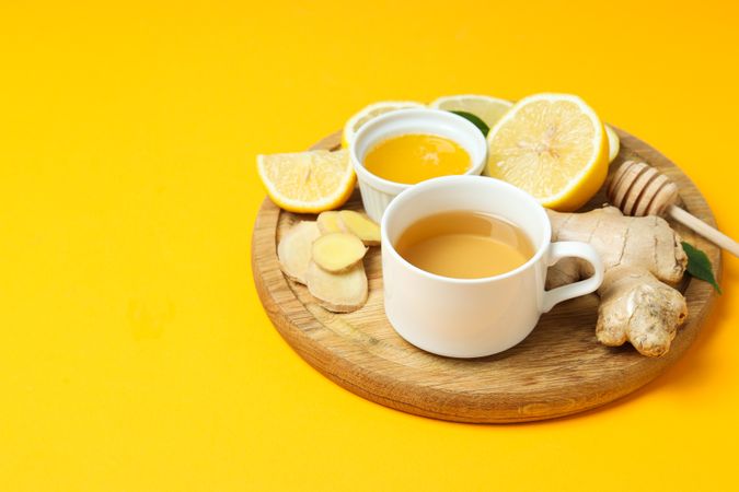 Cold treatment, healthcare concept - tea with ginger