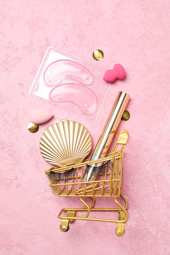 False eyelashes, concept of different makeup accessories