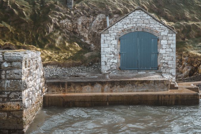 Aged building in quiet harbour