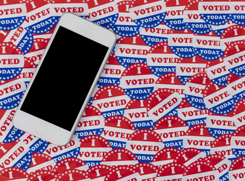 I voted today background with smartphone