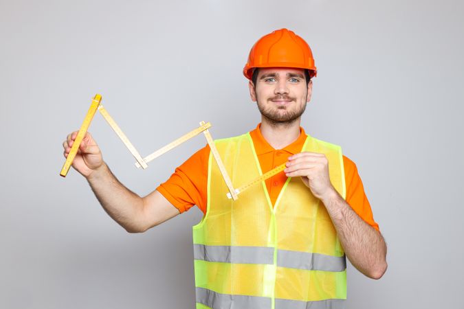 Young man civil engineer in safety hat
