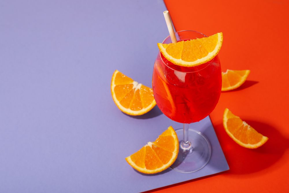 Italian Spritz, delicious summer cocktail, space for text