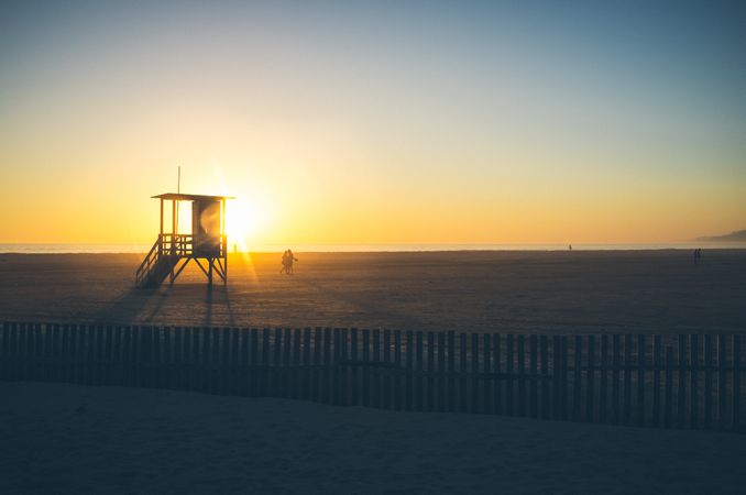 Lifesaver cabin on sandy beach