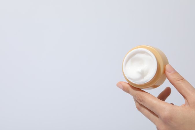 Concept of skin care, cream cosmetic, space for text