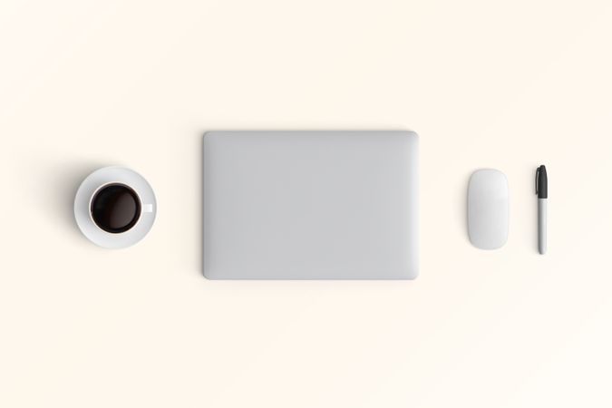 Modern workspace with  copy space on color background