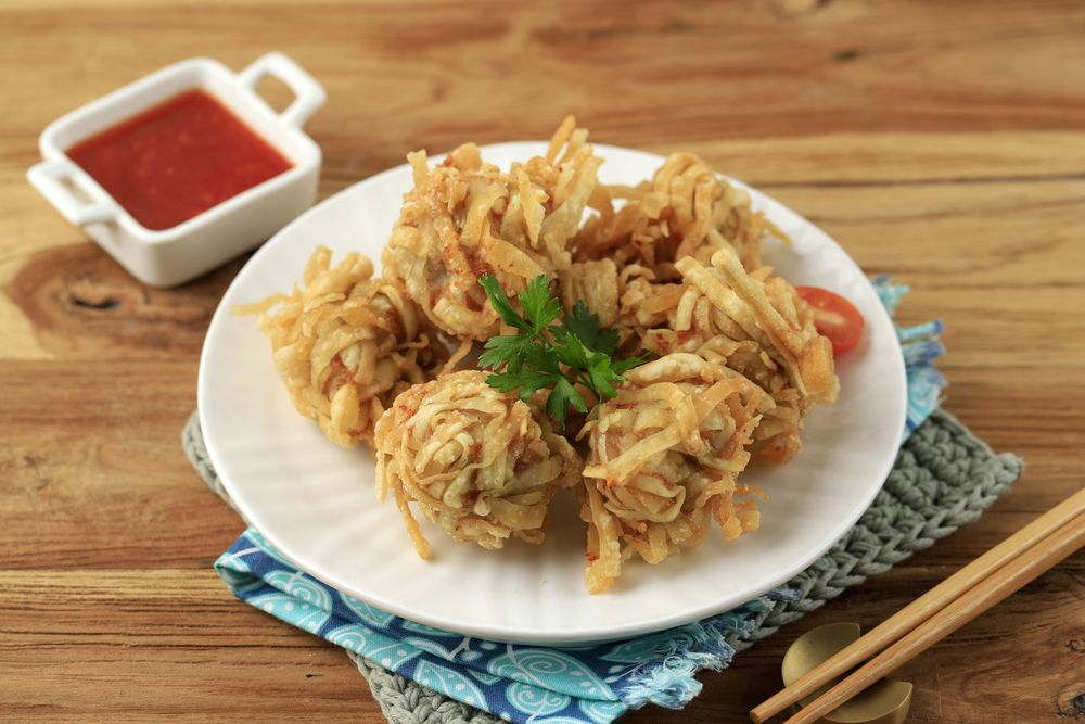 Udang Rambutan, Crispy Dimsum Chinese Dumpling with Shrimp Coating with Noodle