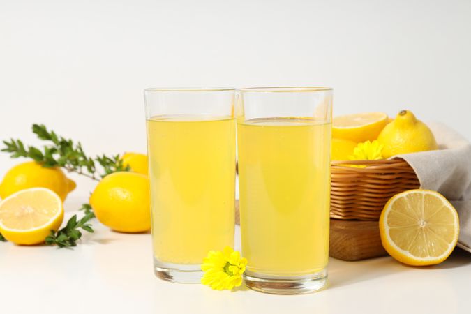 Concept of tasty drink, Limoncello, Italian lemon liqueur