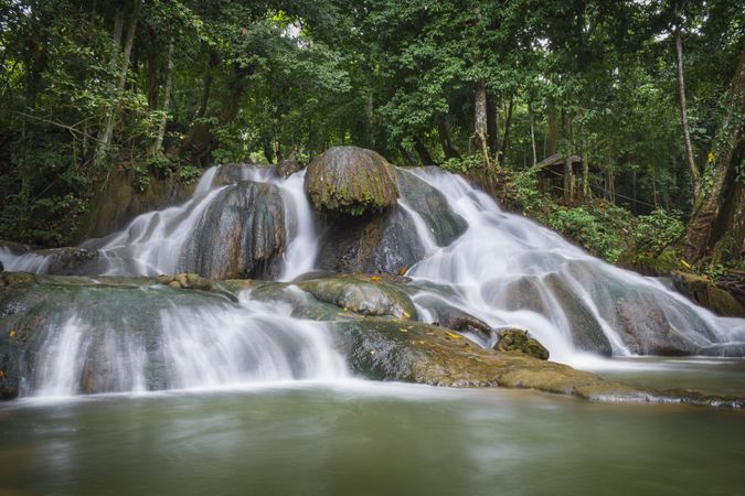slow shutter speed of silky waterfall in Indonesia