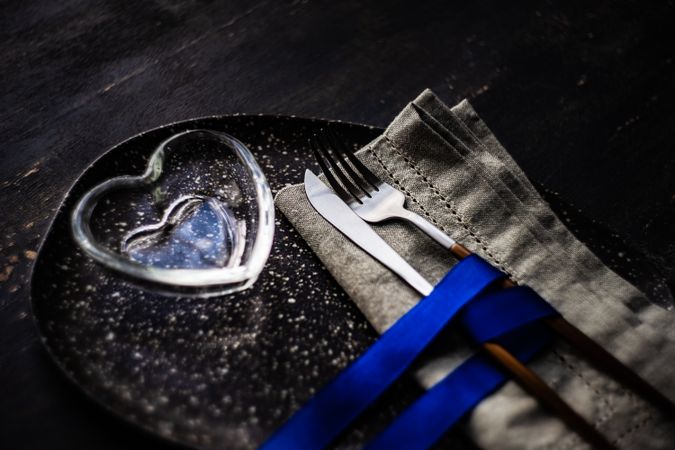 Blue Valentine themed dinner setting