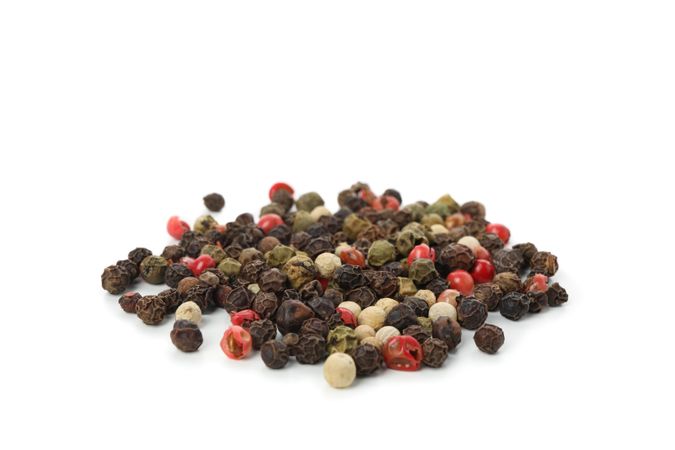 Close up of multi-colored peppercorns
