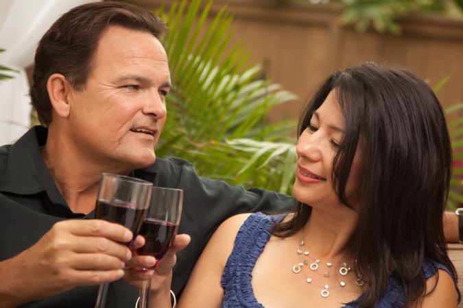 Couple Chatting while Drinking Wine