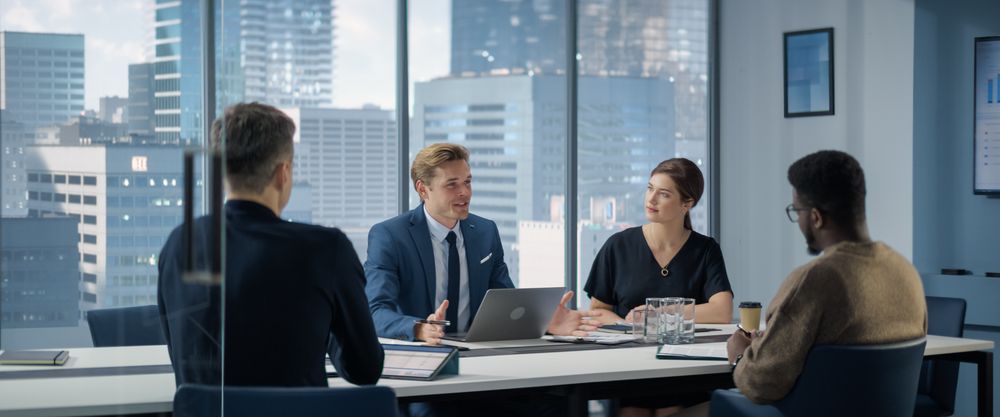 Modern Multi-Ethnic Office Conference Room Meeting