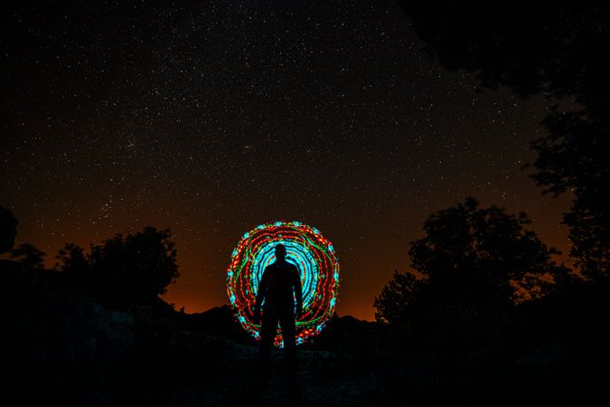 Human silhouette with light painting