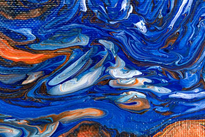 Blue Fluid Art, Abstract Acrylic