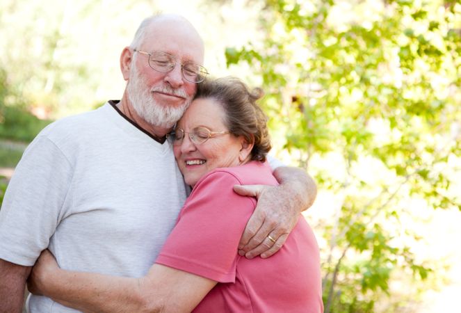 Loving Older Couple Outdoors