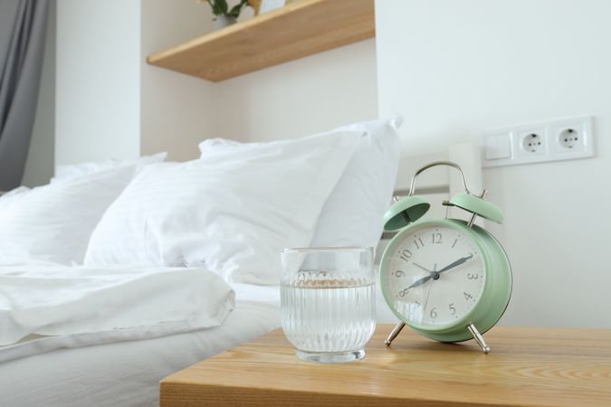 Concept of Good Morning, interior with alarm clock