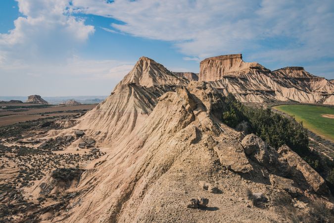 Amazing landscape of rocky desert hills in bright day