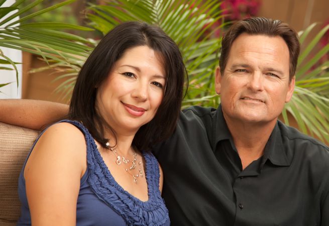 Portrait of Loving Interracial Couple