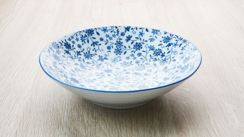Empty patterned ramen bowl, Asian traditional tableware